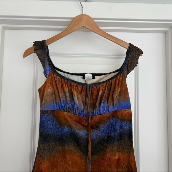 Katie K Y2K Crushed Velvet Babydoll Midi Dress Size M - Picture 2 of 7